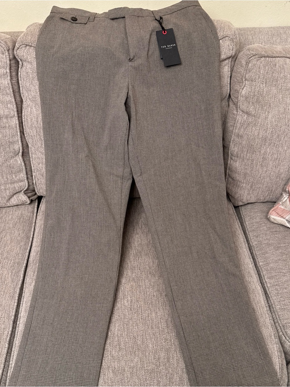 Ted Baker Men’s Gray Glen Plaid Dress Trousers